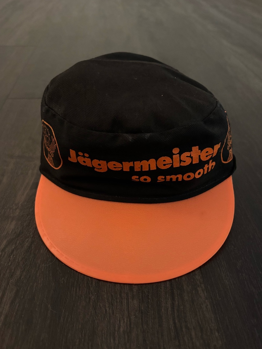 Vtg Jagermeister 1990s So Smooth Stretch Fit Painters Hat Cap Neon